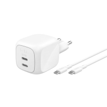 BELKIN netadapter 50W 2 poorten + kabel USB-C naar USB-C 1m (wit)
