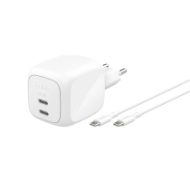 BELKIN netadapter 67W 2 poorten USB-C + kabel USB-C naar USB-C 2m (wit)