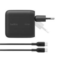 BELKIN netadapter USB-C 100W met kabel USB-C naar USB-C 1,5m (zwart)
