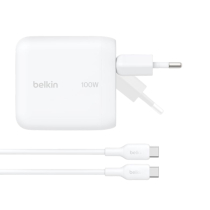 BELKIN netadapter USB-C 100W met kabel USB-C naar USB-C 1,5m (wit)