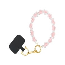 FAIRPLAY korte telefoonketting 30cm KIARA (roze hartjes)