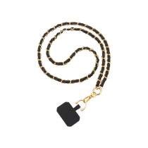 FAIRPLAY lange leren telefoonketting 120cm DALIA (zwart)