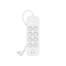 BELKIN stekkerdoos met overspanningsbeveiliging 8 stopcontacten + 2 USB PD (2m)