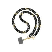 FAIRPLAY lange telefoonketting 120cm GIULIA (zwart/goud)