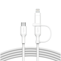 BELKIN BoostCharge Pro kabel 2-in-1 USB-C en Lightning 1.5m (wit)