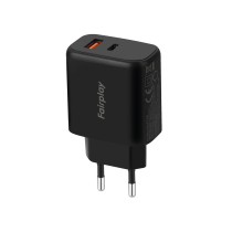 FAIRPLAY oplader 45W (USB-A + USB-C) (zwart)