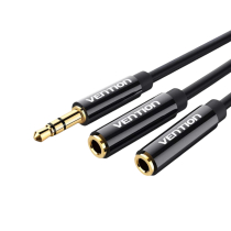 VENTION stereo-splitterkabel Jack 3,5mm mannelijk naar 2 Jack 3,5mm vrouwelijk 0,3m (zwart)