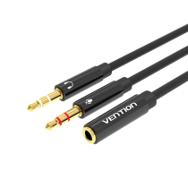 VENTION audioadapterkabel 2 Jack 3,5mm mannelijk naar Jack 3,5mm vrouwelijk 4 polen 0,6m (zwart)