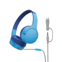 BELKIN Soundform Mini bedrade koptelefoon voor kinderen (USB-C/Jack) (blauw)