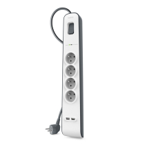 BELKIN stekkerdoos met overspanningsbeveiliging 4 stopcontacten + 2 USB (2m)