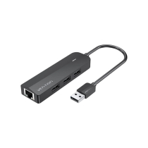 VENTION Hub 3 poorten USB 2.0 + adapter Ethernet 100M 0,15m (zwart)