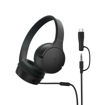 BELKIN Soundform Mini bedrade koptelefoon voor kinderen (USB-C/Jack) (zwart)