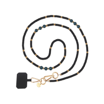 FAIRPLAY lange telefoonketting Iris 120 cm (zwarte kralen)